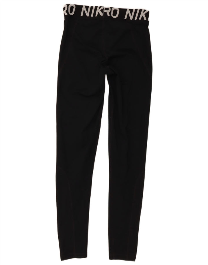 Nike Ženske Dri Fit Graphic Leggings UK 12 Srednje crni poliester