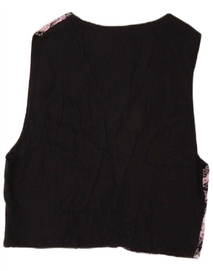 VINTAGE Muški prsluk IT 52/54 Velika crna cvjetna viskoza