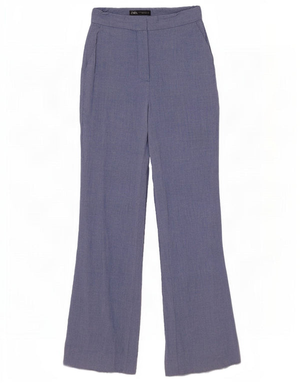 Zara Womens Flare Chino Trousers XS W24 L31 Blue