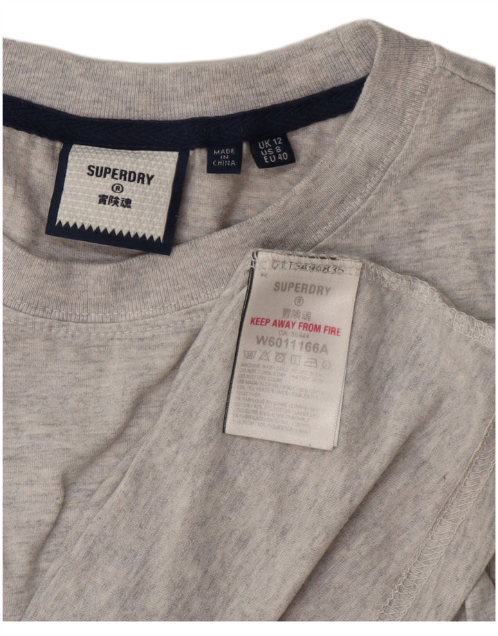 Superdry ženska majica dugih rukava s grafikama UK 12 srednje sivi pamuk