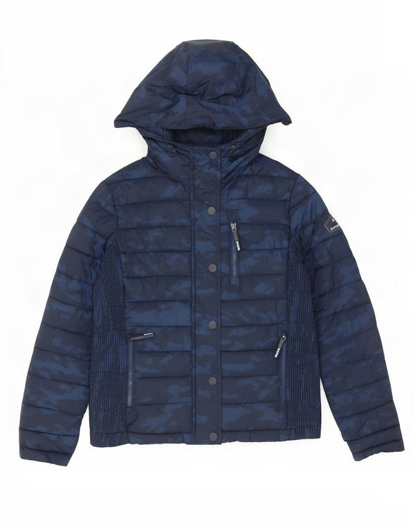 Superdry ženska podstavljena jakna s kapuljačom UK 16 velika tamnoplava kamuflažna