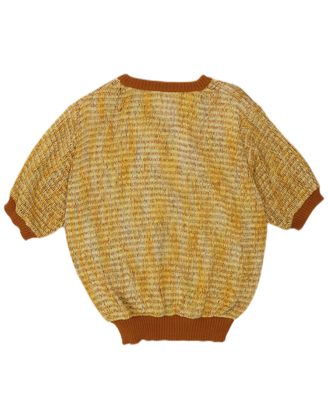 Vintage ženski džemper kratkih rukava s V-izrezom IT 44 Srednje žuta