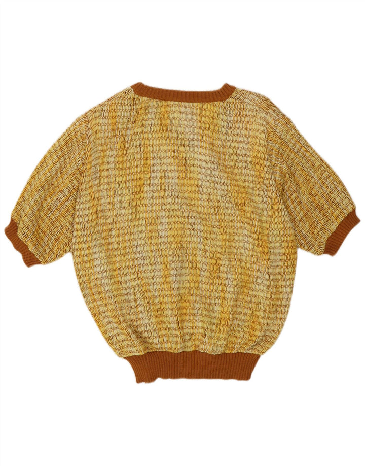 Vintage ženski džemper kratkih rukava s V-izrezom IT 44 Srednje žuta