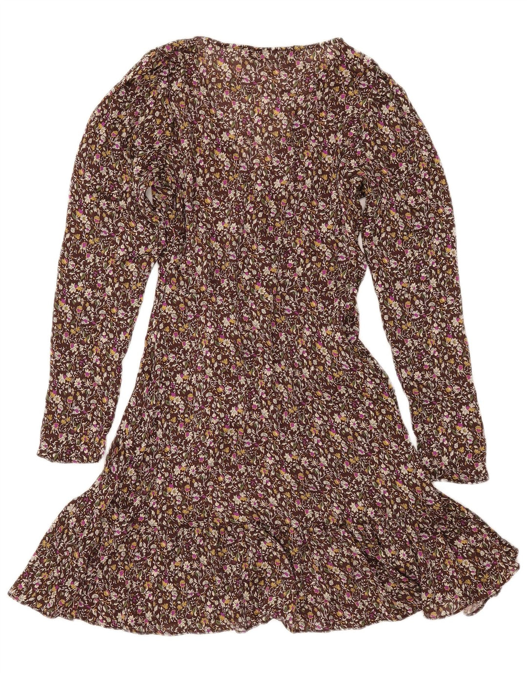 ZARA ženska haljina s dugim rukavima na omot UK 6 XS smeđa cvjetna