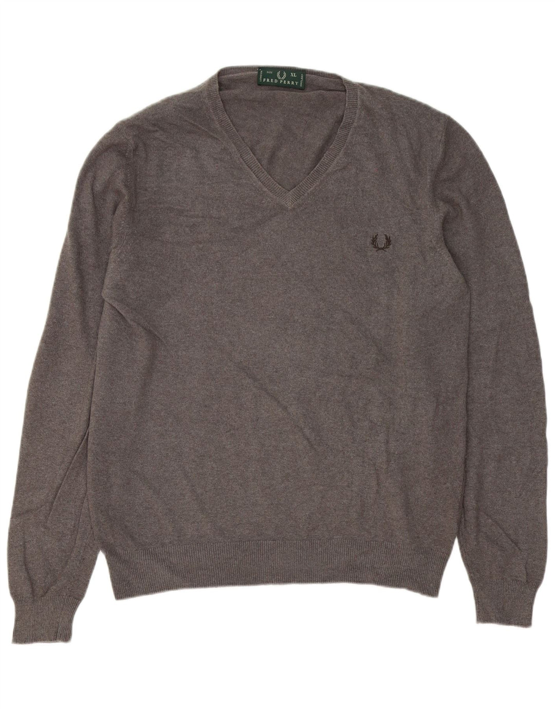 Fred Perry muški džemper s V-izrezom XL siva vunena