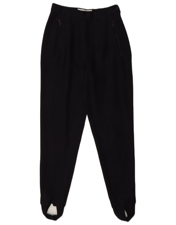 Caractere ženske hlače sa stremenom UK 8 Small W24 L30 Navy Blue Virgin Wool