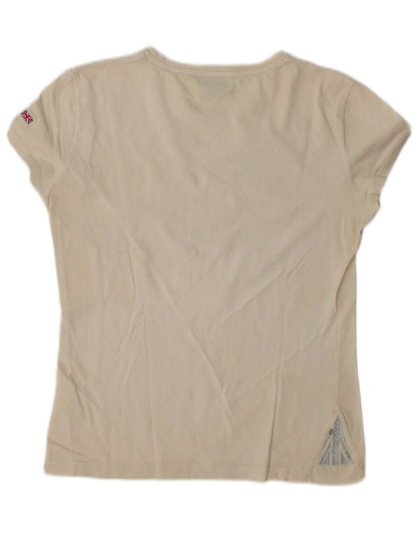 Reebok Ženska grafička majica kratkih rukava UK 10 Small Beige Cotton
