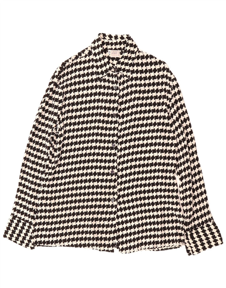 VINTAGE ženska košulja bluza IT 46 Velika crna viskoza u obliku ptičje zube