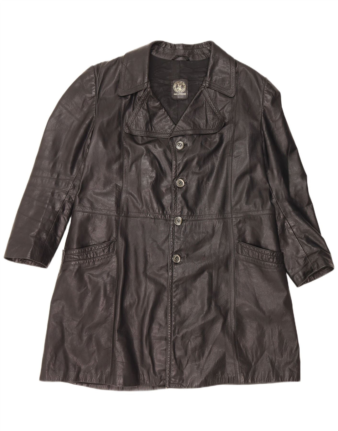 Vintage muški kožni kaput UK 40 veliki crni kožni