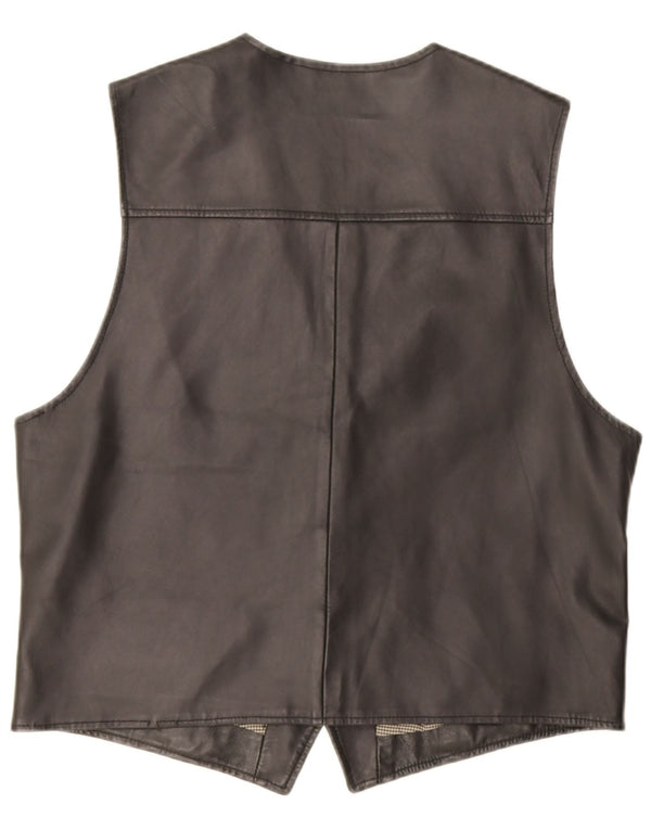 Canda Mens Leather Waistcoat Large Black Leather