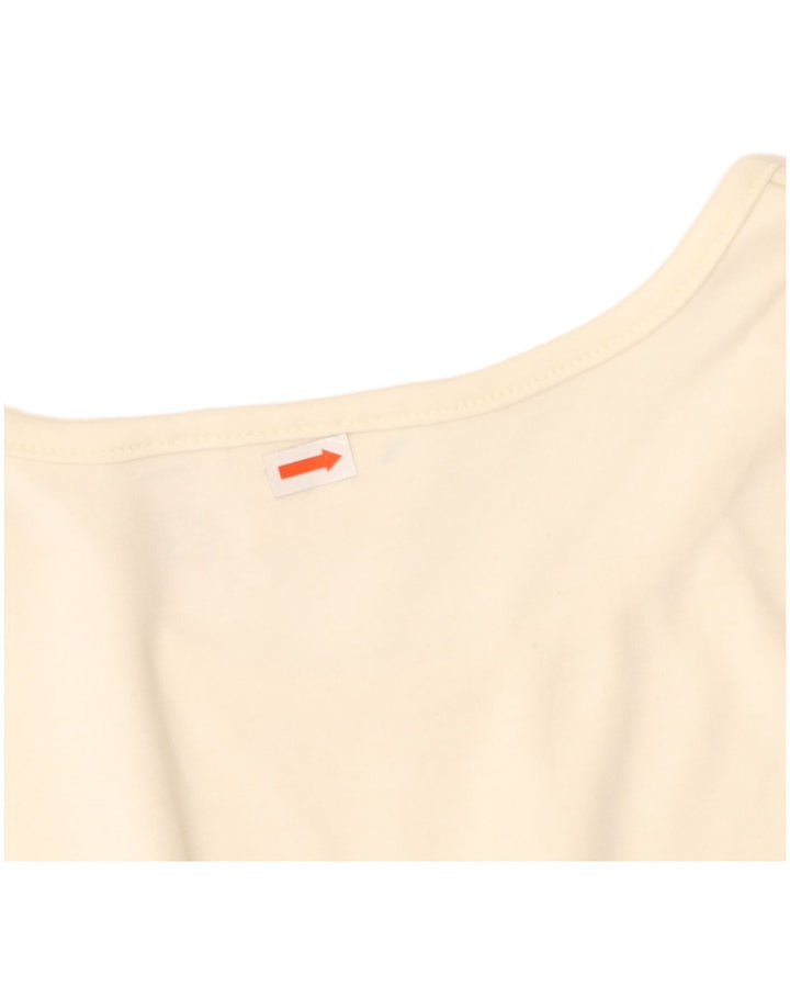 L.L.BEAN Womens Crop Vest Top UK 14 Medium Off White Cotton