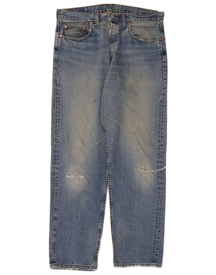 Levi's Mens Distressed Straight Jeans W36 L32 Blue Cotton