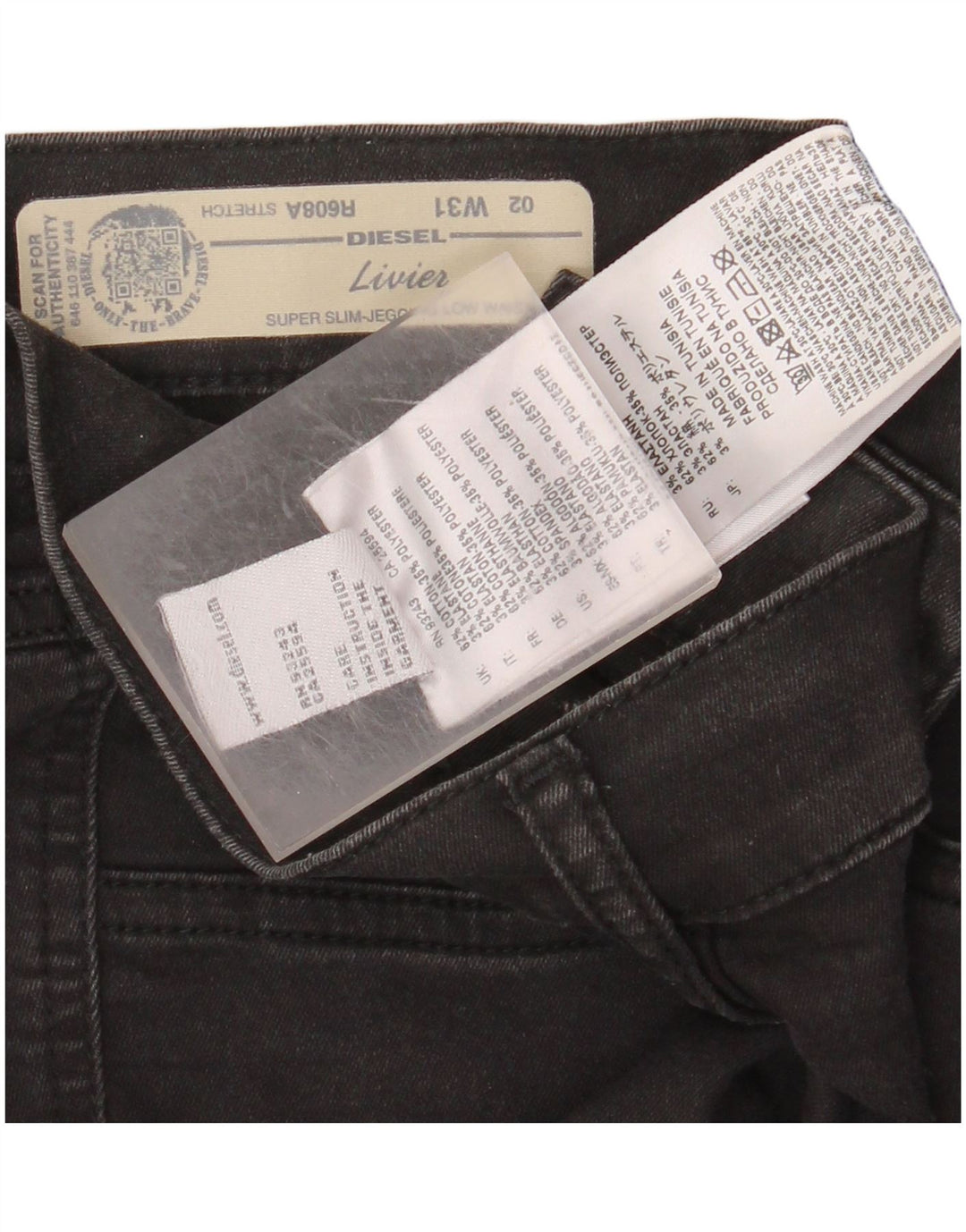 DIESEL Ženske Livier super uske jegging traperice niskog struka W31 L36 crne