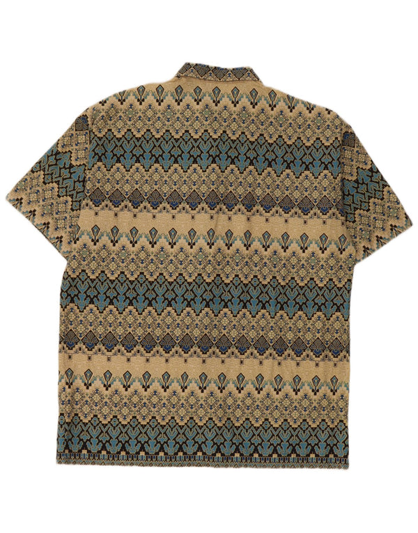 Vintage muška košulja kratkih rukava 3XL žuti cvjetni pamuk
