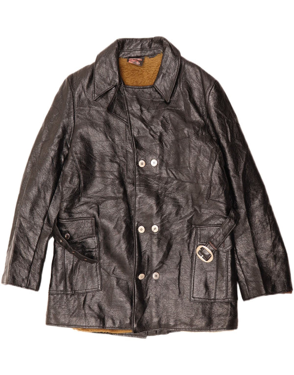 VINTAGE muška šerpa kožna jakna UK 38 srednje crna