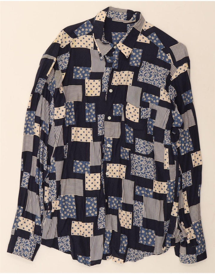 Vintage muška košulja velika tamnoplava patchwork