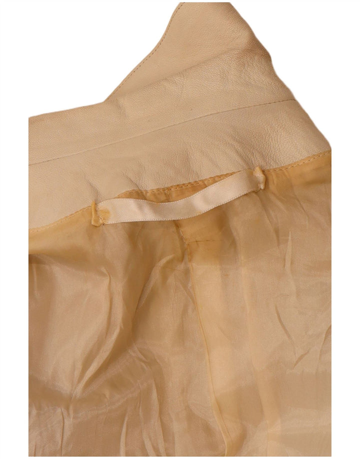 Vintage ženska kožna jakna s dvostrukim kopčanjem UK 12 Srednje bež