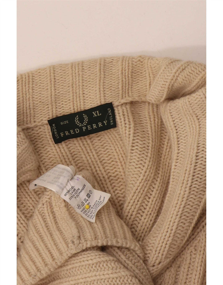 Fred Perry muški pulover s punim patentnim zatvaračem XL bež vuneni