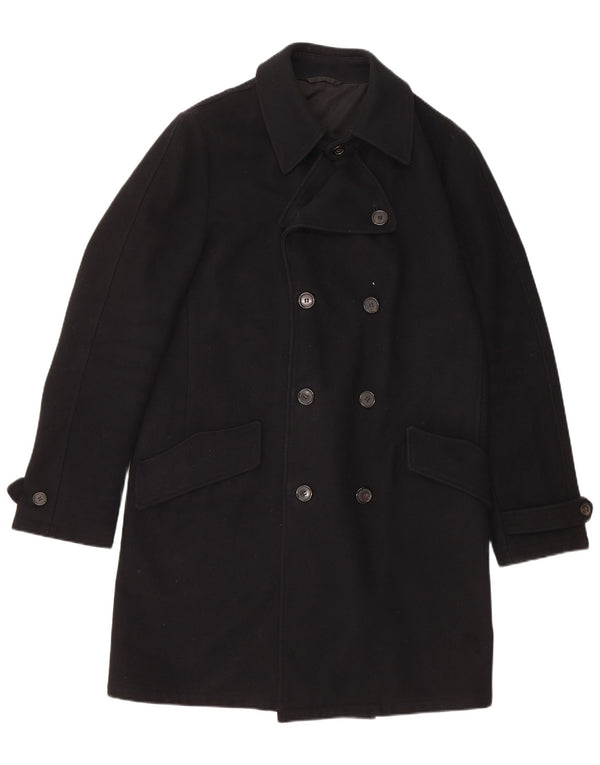 HUGO BOSS Muški kaput s dvorednim kopčanjem UK 38 srednje crna djevičanska vuna