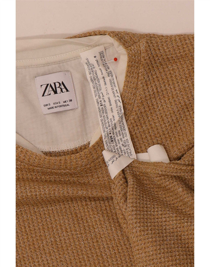 Zara muška majica dugih rukava mala, bež pamuk