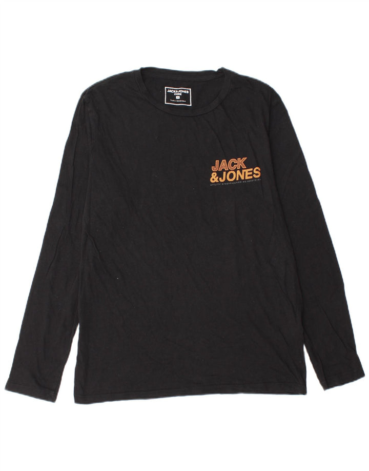 Jack & Jones muška majica dugih rukava s grafikama, srednji crni pamuk