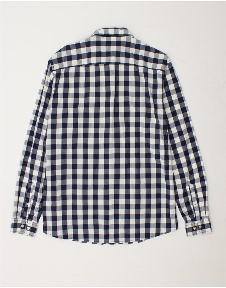 JACK & JONES Mens Shirt Large Navy Blue Gingham Cotton