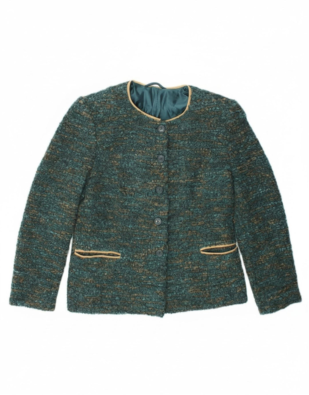 Vintage ženski sako sa 4 gumba UK 12 srednje zelene fleke