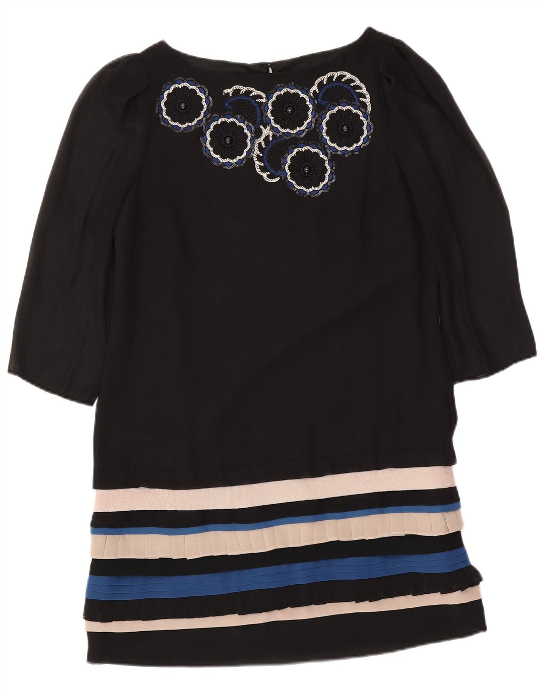 MONSOON ženska plašt haljina 3/4 rukava UK 12 srednje crna na pruge