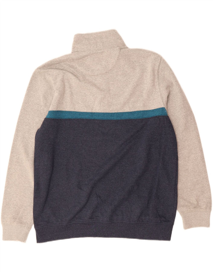 IZOD Mens Sweatshirt Jumper Large Navy Blue Colourblock Cotton Vintage Izod and Second-Hand Izod from Messina Hembry 