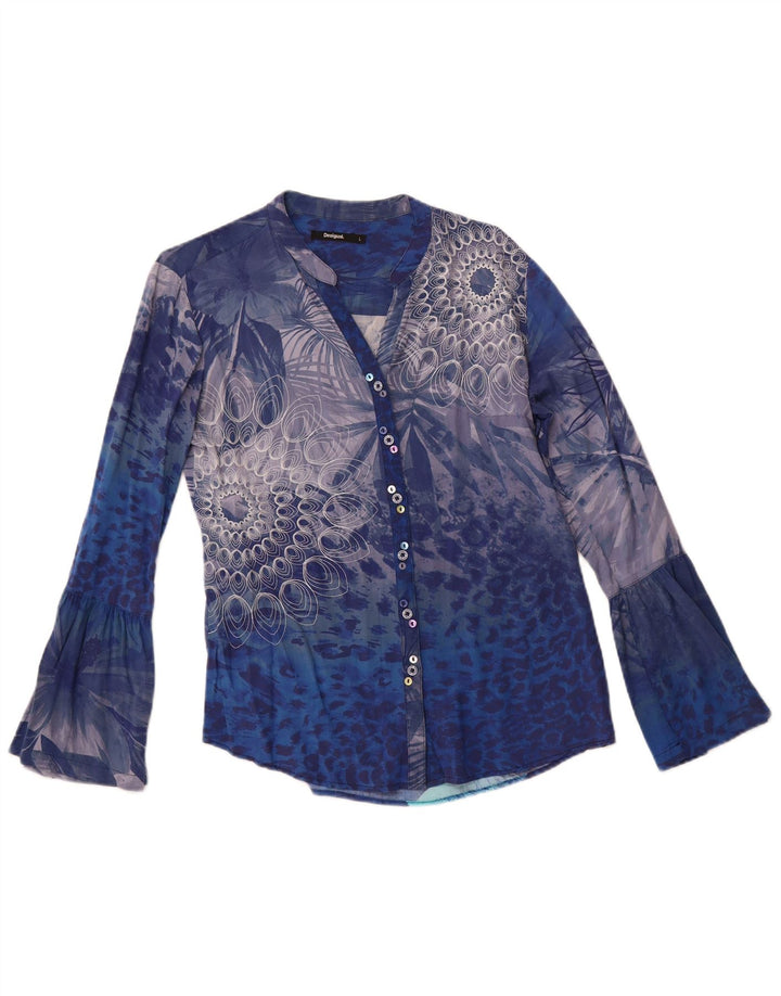 DESIGUAL Ženska košulja bluza UK 14 Large Blue Floral