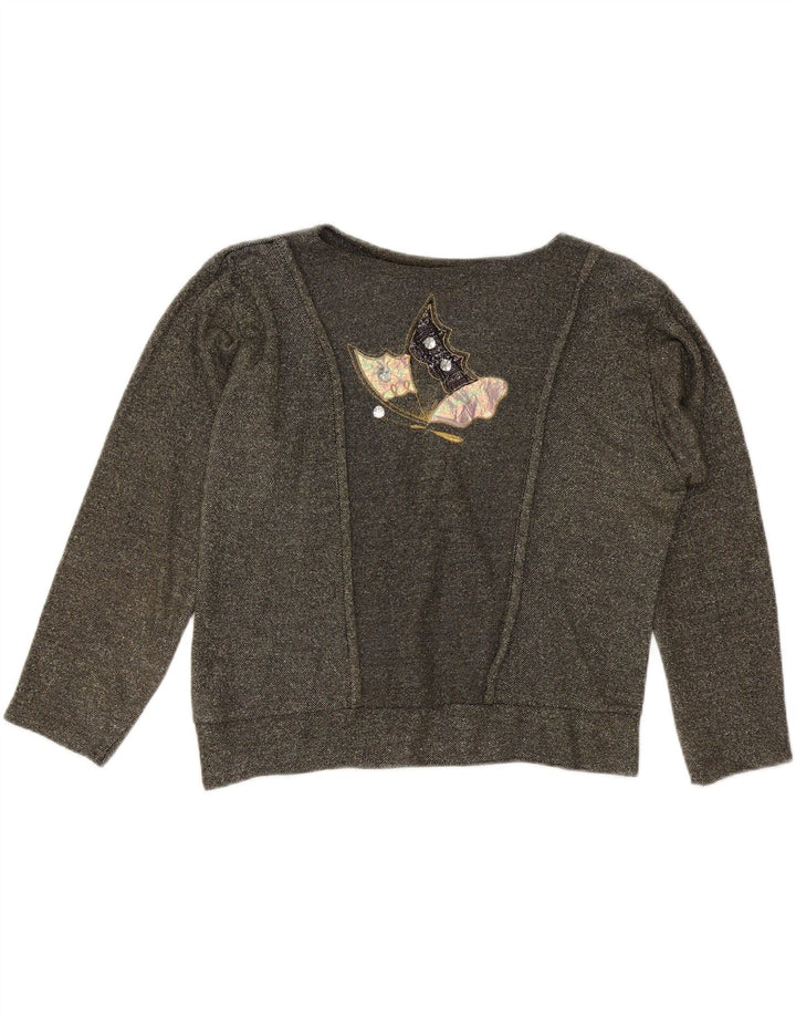 VINTAGE Ženska prekomjerna trenirka s grafičkim motivima UK 10 Mala siva