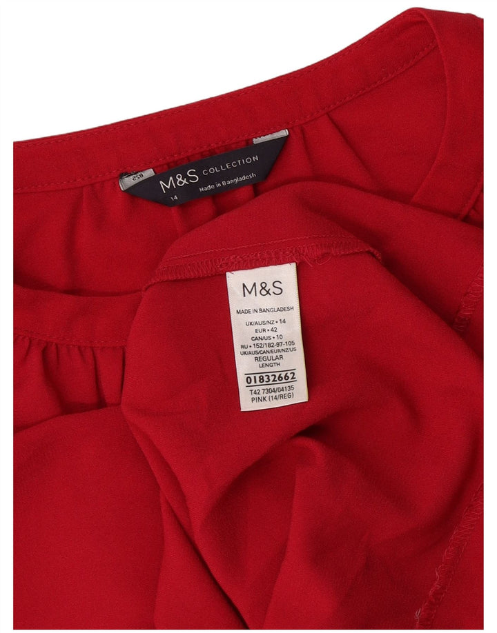 Marks & Spencer ženska haljina na pomak 3/4 rukava UK 14 velika ružičasta poliester