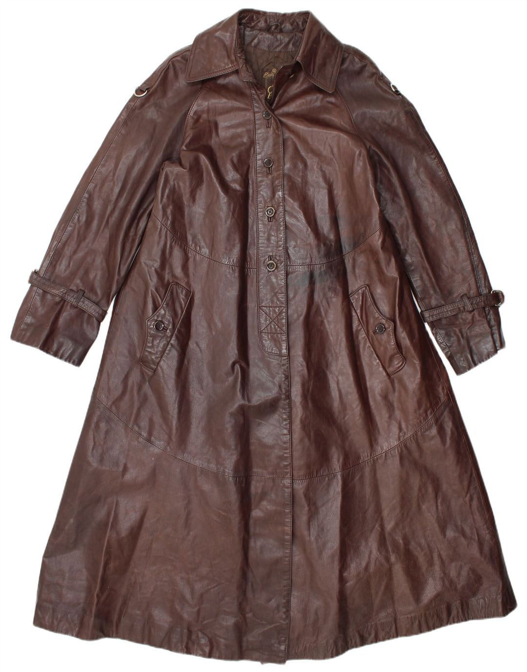 VINTAGE ženski kožni kaput UK 14 Srednje smeđa