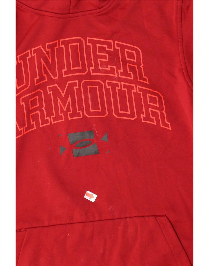 UNDER ARMOUR Mens Graphic Hoodie Jumper Small Red Polyester Vintage Under Armour and Second-Hand Under Armour from Messina Hembry 