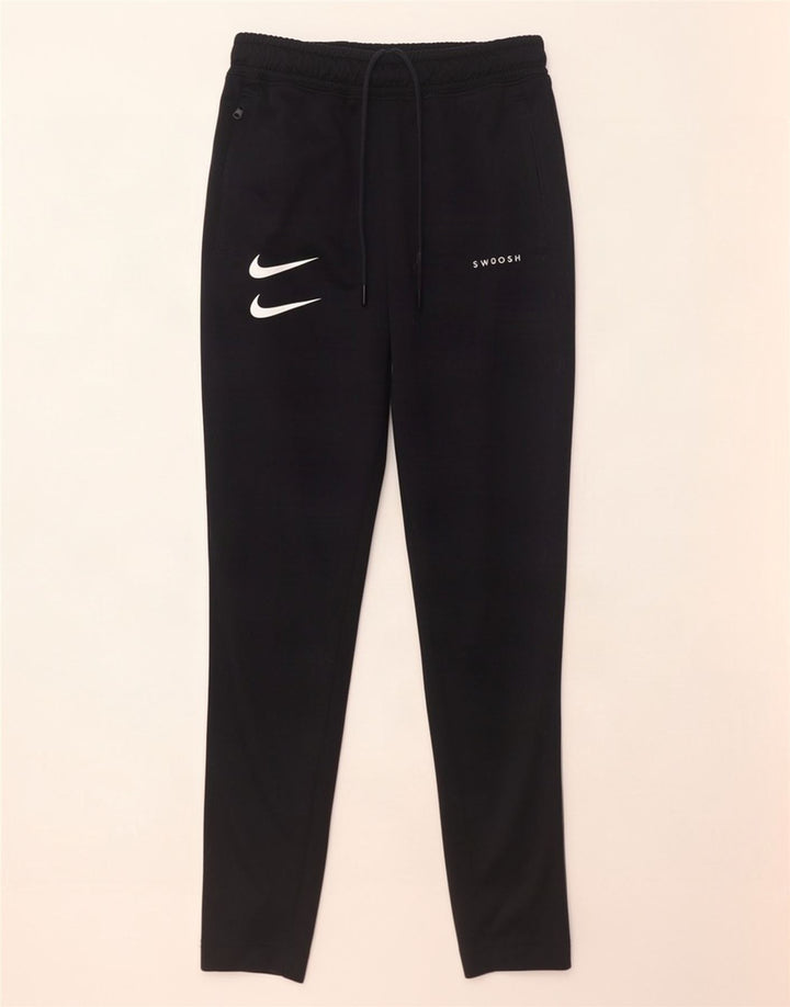 Nike muške hlače za trenirku Swoosh male crne boje od poliestera
