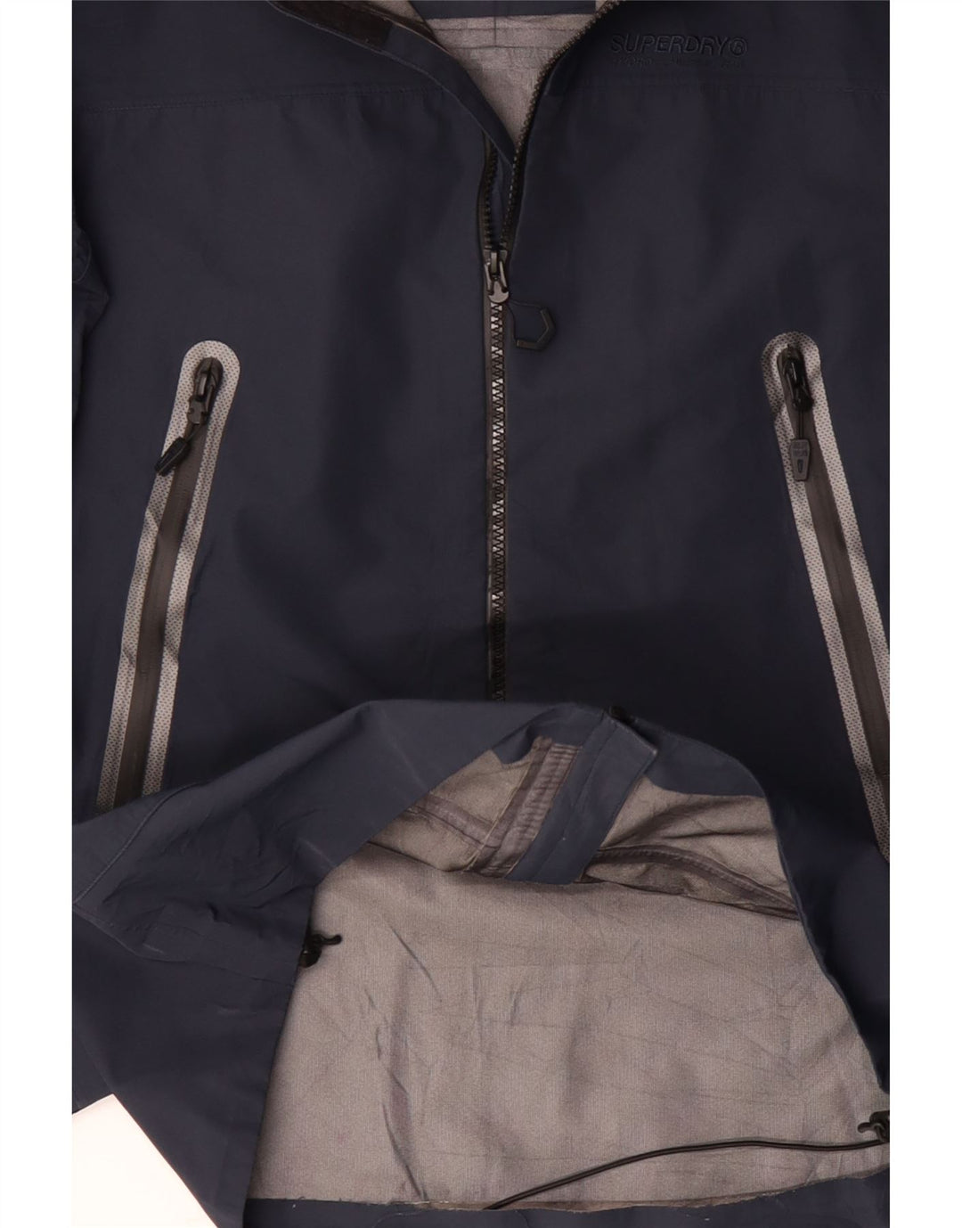 SUPERDRY Muška vodootporna jakna s kapuljačom UK 36 Mala tamnoplava poliesterska