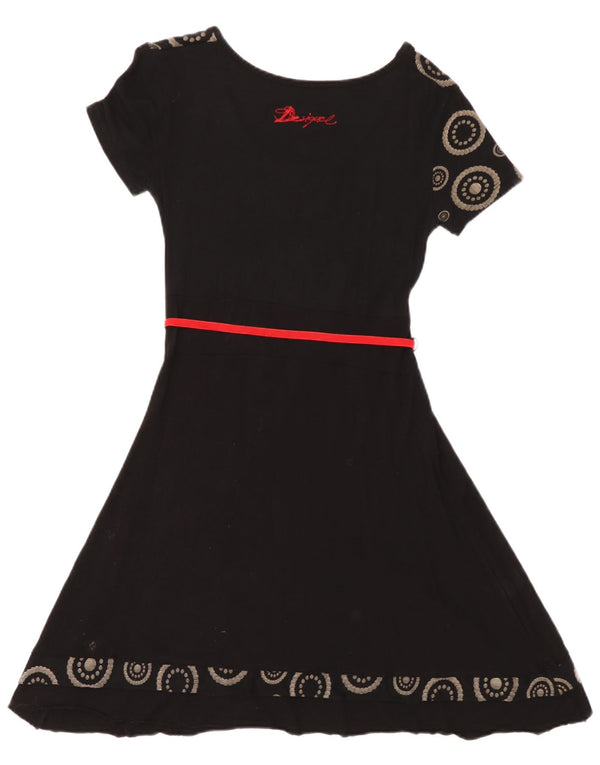 Desigual ženska grafička haljina A-kroja UK 12 srednje crna geometrijska