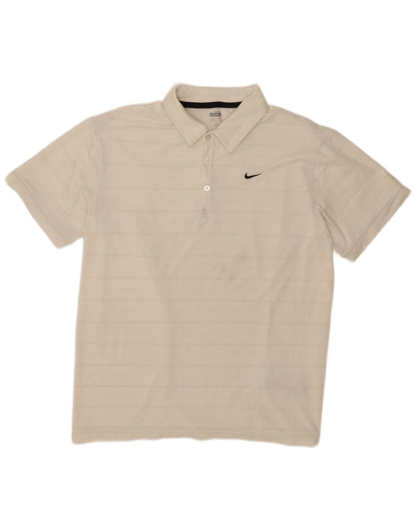 Nike muška polo majica UK 47/48 2XL bijeli poliester na pruge
