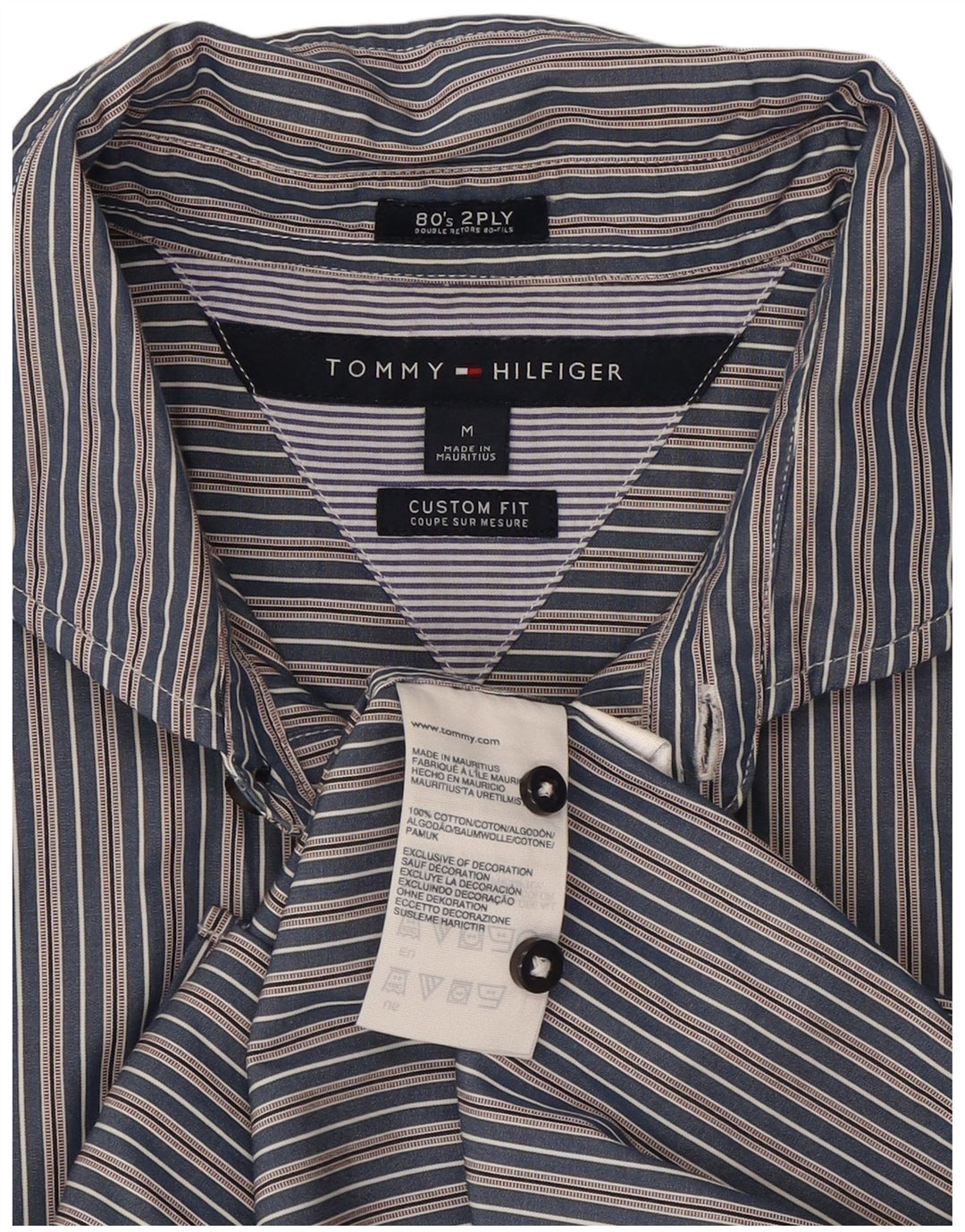 Tommy Hilfiger muška košulja prilagođenog kroja srednje tamnoplave pamučne pruge