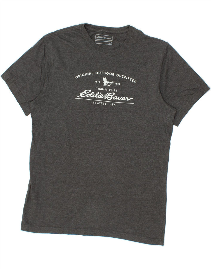 EDDIE BAUER Mens Graphic T-Shirt Top Medium Grey Cotton Vintage Eddie Bauer and Second-Hand Eddie Bauer from Messina Hembry 