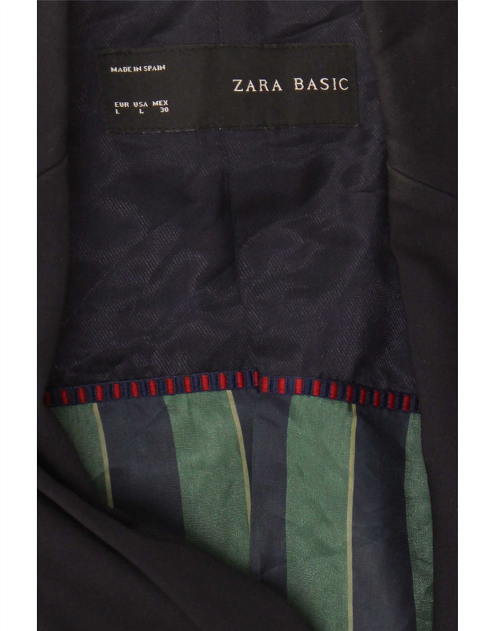 Zara ženski sako sa 1 gumbom UK 14 Veliki tamnoplavi poliester