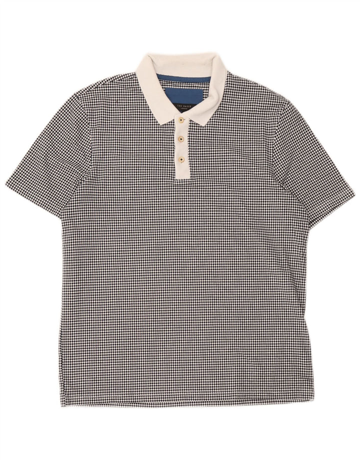 Ted Baker muška polo majica za ragbi, veličina 4, veliki crni geometrijski poliester