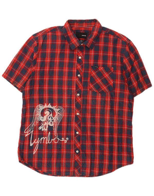 Hurley muška majica kratkih rukava s grafičkim motivima 2XL pamuk u crvenom karu