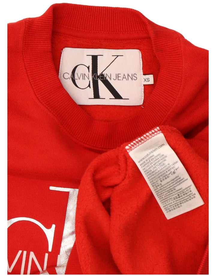 CALVIN KLEIN JEANS Ženska prekomjerna majica s kratkim rukavima UK 6 XS Crvena