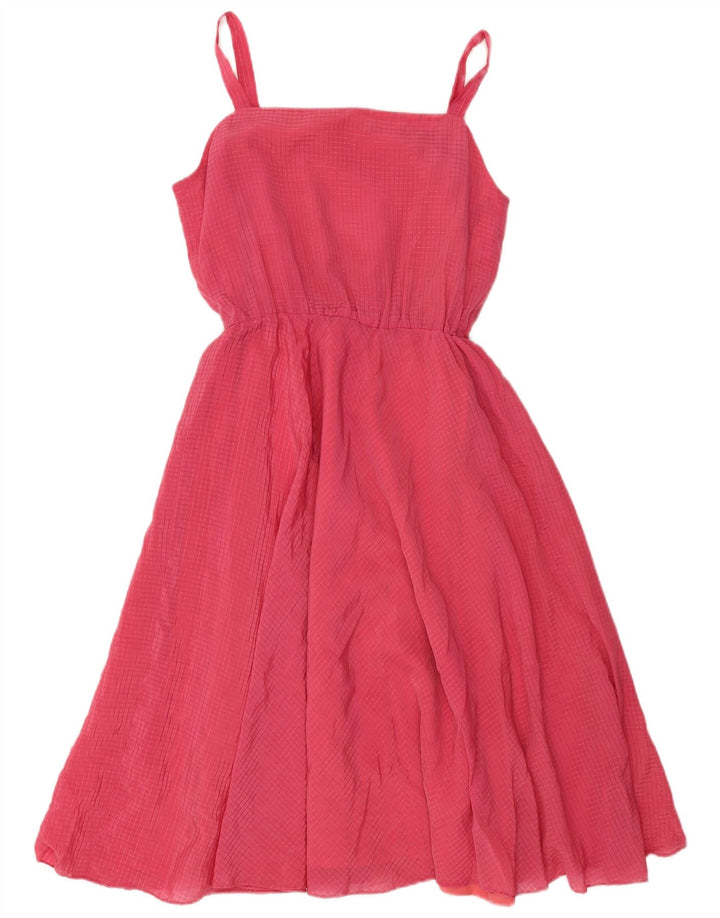 Vintage ženski sarafan UK 12 Srednje ružičasti karirani