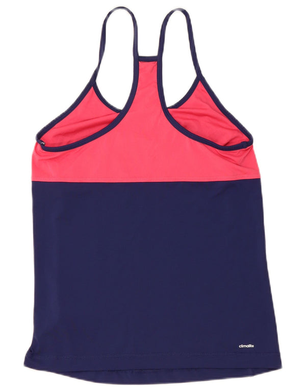 Adidas Womens Climalite Vest Top UK 12/14 Medium Navy Blue Colourblock