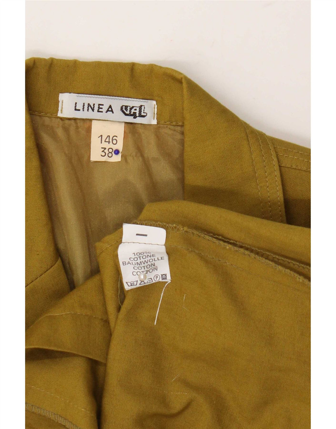 Vintage ženska jakna sa 3/4 rukava i 2 gumba, EU 38, kaki pamuk