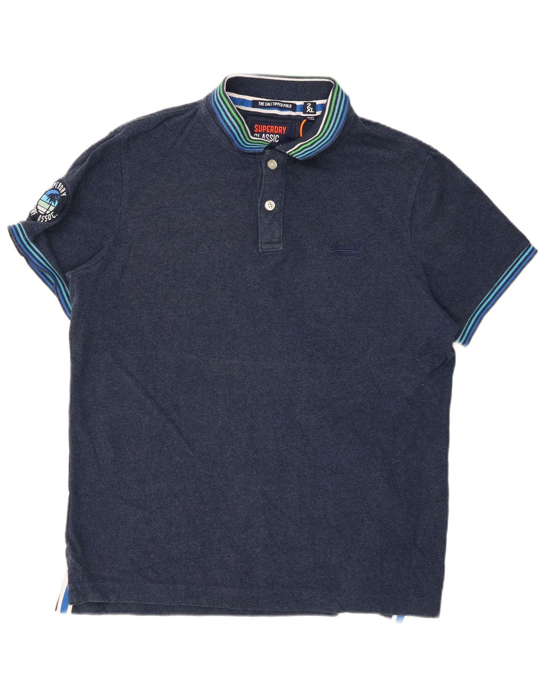 SUPERDRY muška grafička polo majica 2XL mornarsko plava