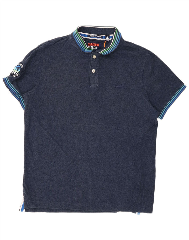 SUPERDRY muška grafička polo majica 2XL mornarsko plava