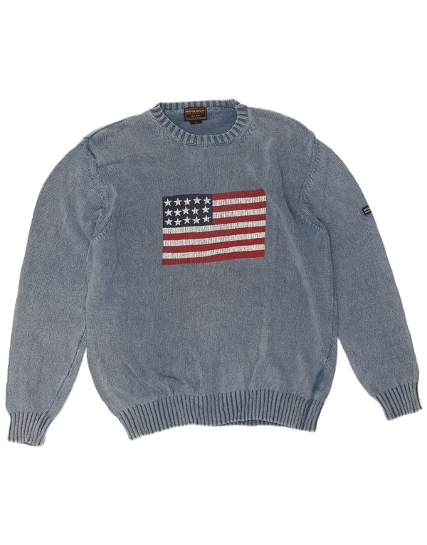 Woolrich muški džemper s okruglim izrezom XL plavi pamuk